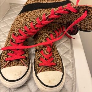 Converse Animal Print High-Tops with Red Accents
